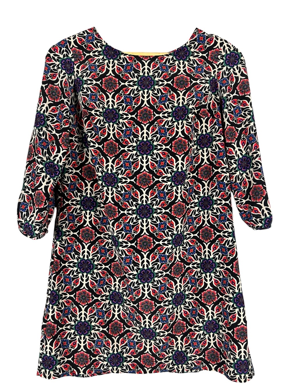 Old Navy Sheath Long Sleeve Dress Cream & Black Multicolor Floral Size SP